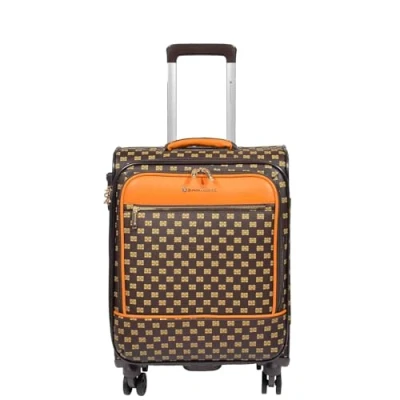 Image of Brown Medium Check in Suitcase 68 x 44 29 cm Lightweight Soft Shell Luggage