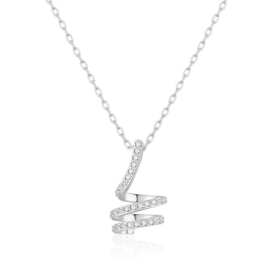 Image of Philip Jones Silver Plated Spiral Twist Necklace Created with Zircondia® Crystals