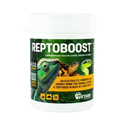 Image of Vetark Reptoboost Power, Electrolyte &amp; Probiotic boost for reptiles tortoise, Supports recovery following hibernation, Easy to give, 100g powder