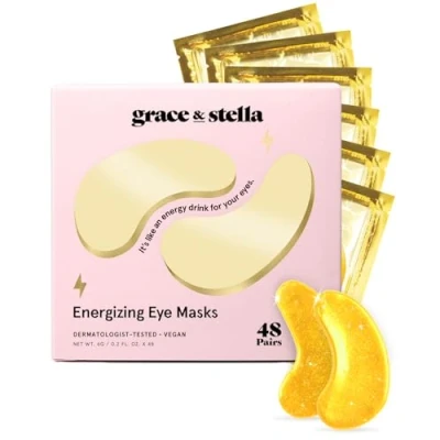 Image of Award Winning Under Eye Mask Reduce Dark Circles, Puffy Eyes, Undereye Bags, Wrinkles Gel Patches, Vegan Cruelty Free Self Care by grace and stella (24 Pairs, Blue)