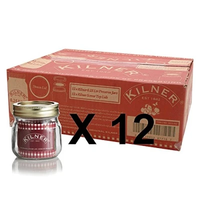 Image of Kilner Set of 12 250ml Screw Top Glass Storage Jars, 0.25 Litre