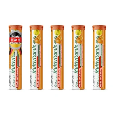 Image of Multivitamin 5 x 20 effervescent Tablets Orange Flavor T&amp;D Pharma German Made in Germany