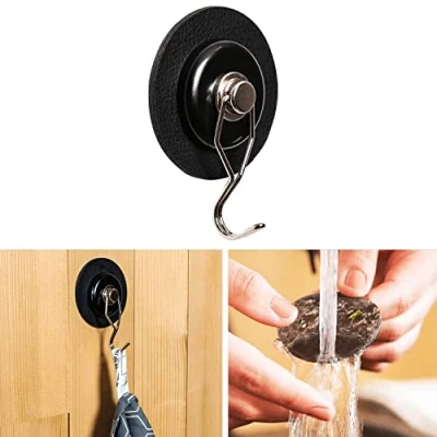 Image of silwy magnetic hook with metal nano gel pads, reusable, flexible use, no adhesive residues, perfect for light jackets, small towels