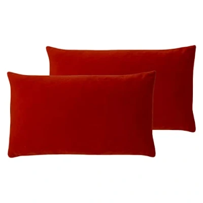 Image of Evans Lichfield Sunningdale Polyester Filled Cushions (Twin Pack), Flame, 30 x 50cm