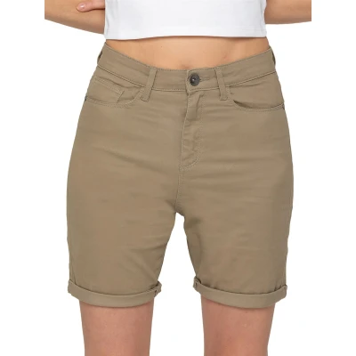 Image of 989Zé ENZO Womens Stretch Shorts Chino Casual Ladies Turned Up Hem Slim Fit Above Knee Cropped Pants EZLS630 Beige 10