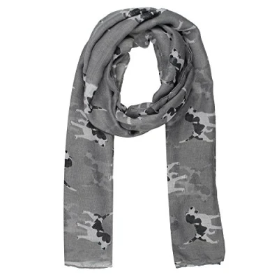 Image of World of Shawls Pug Dog, Dachshund Dogs, Spaniel Dog Print Scarf All Seasons Lovely Soft Wraps Shawl Scarves (Spaniel Silver Dog)