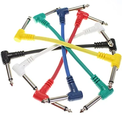 Image of Chord Audio Patch Lead 6.3mm Mono Jack Plug to Mixed Colour Pack of 6 0.15 Meter Cables