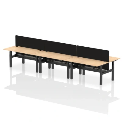 Image of Air B2B 1600x800mm Adjustable 6P Bench Desk CP Maple/Black + Screen