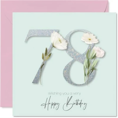 Image of 78th Birthday Cards for Women Fancy Floral Flowers Happy Card 78 Year Old Woman Grandma Nan Wife Nanny, 145mm Bday Greeting
