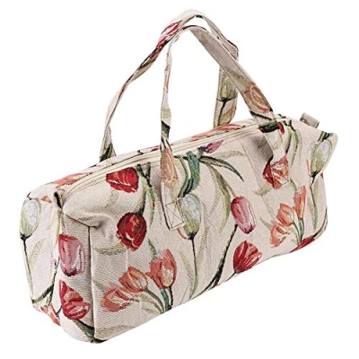 Image of Large Fabric Knitting Needles Bag,Household Yarn Storage Tote Organizer Tools Bag for and Accessories(Rose red)