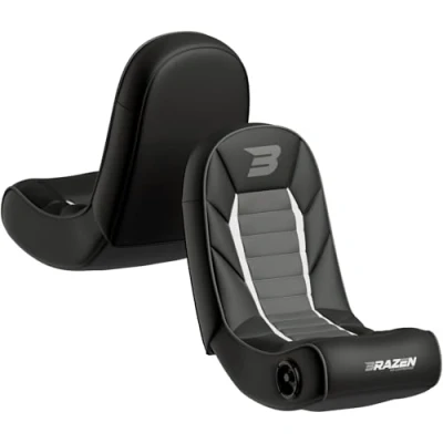 Image of BraZen Sabre 2.0 Bluetooth Kids Video Rocker Gaming Chair with Speaker Sound Foldable Childrens for Small Grey