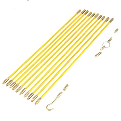 Image of TOPINCN Running Wire Cable Fiberglass Brass Glass Fiber Electrical Pulling Fish Tape Pull &amp; Push Kit 10Pcs 4Mm