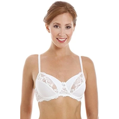 Image of Camille Womens Ladies White Full Soft Cup Underwired Lace Bra 34F