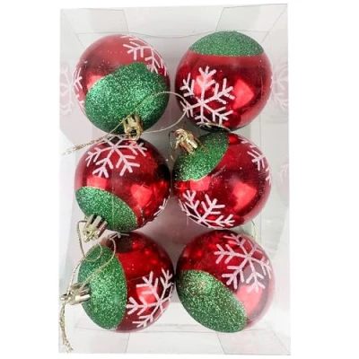 Image of 6 Pieces 6CM Christmas Baubles Tree Decorations Balls Xmas Hanging Ornaments Shatterproof Baubles, snowflakes