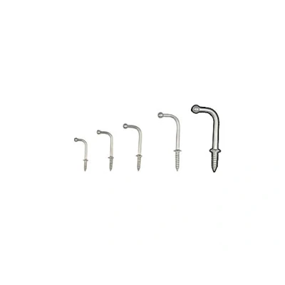 Image of LAMP by Sugatsune TY 40 Shouldered Dresser Cup Wire Hooks with Ball End 304 Stainless Steel Screw in L Shape 43.5mm (Max Load 8kg) x5 Pieces