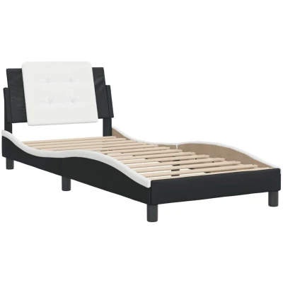 Image of vidaXL Bed Frame without Mattress &quot;Zadar&quot; Black and White 80x200 cm Faux Leather