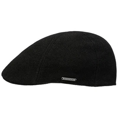 Image of Stetson Texas Organic Cotton Flat Cap Men Sustainably Made Gatsby in with UV Protection (40+) Men’s Spring/Summer Peaked Black S (54 55 cm)