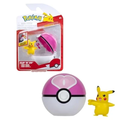 Image of Pokémon Clip ‘N’ Go Pikachu and Love Ball Includes 2 Inch Battle Figure Accessory