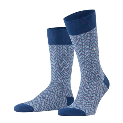 Image of Burlington Men&#039;s Herringbone M SO Cotton Patterned 1 Pair Socks, Blue (Royal 6000), 6.5 11