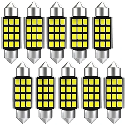 Image of KATUR Super Bright 5630 Chipsets Aluminum CanBus Error Free 1.53&#039;&#039; 39mm DE3175 DE3021 DE3022 6428 7065 LED Festoon Car Interior Door Map Dome Lights Xenon White 12V 10 Pack