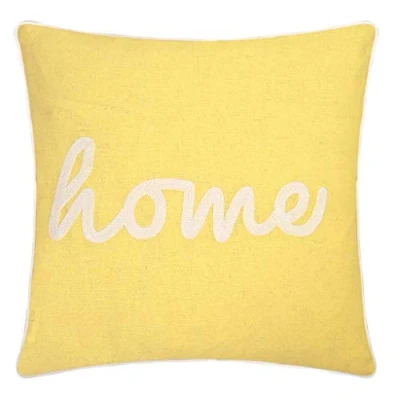 Image of Red Rainbow Modern Yellow Linen Feel Design 18 inch Single Cushion Cover with Home Embroidered and Matching Piping