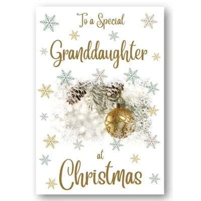 Image of Second Ave Granddaughter Christmas Gold Bauble Xmas Holiday Festive Greetings Card