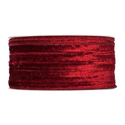 Image of FloristryWarehouse Wine Red Christmas Crushed Velvet Fabric Ribbon 50mm (2&quot;) Wide on 10m roll Wired