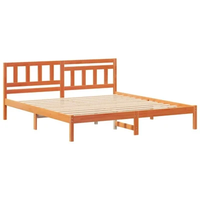 Image of With Headboard Wax brown 200 x cm Solid pine wood Vidaxl