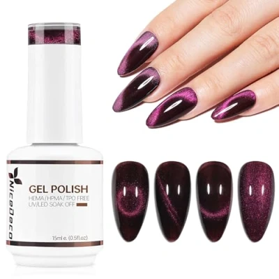 Image of Nicedeco Cat Eye Gel Nail Polish, 15ML UV/LED Soak Off Hema free, Cruelty Vegan, Art Manicure Pedicure, Salon &amp; Home Use Long Lasting Easy to Apply 308