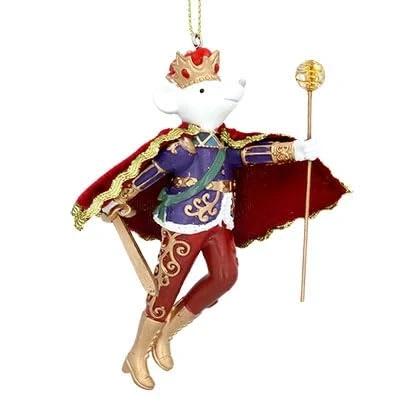 Image of Gisela Graham Resin/Fabric King Rat Christmas Decoration