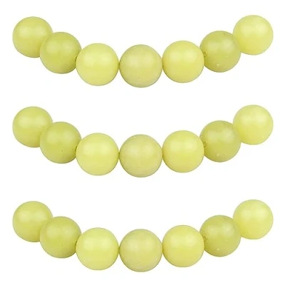 Image of MJDCB Natural Round Stone Beads 10mm Lemon Jade Loose Gemstone for Jewelry Making Bracelet Necklace 35pcs