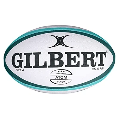Image of Gilbert Atom Rugby Ball [Each] GREEN SIZE 4 Conforms to World specifications