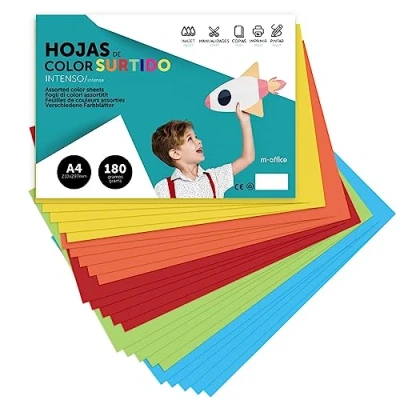 Image of A4 Assorted Colour Card 180g Craft Document Creative Designs m office (x100 Intenso Assortment)