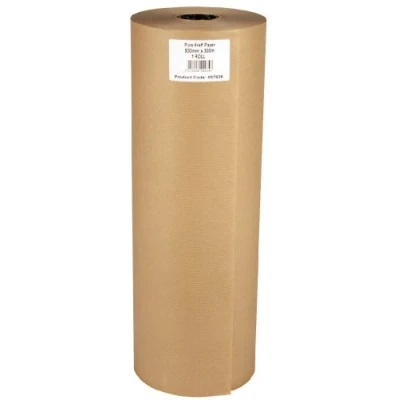 Image of Ambassador Pure Kraft Paper Roll, 500mm Wide x 300m Long, 70gsm (Single Roll), Brown