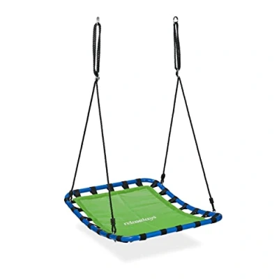 Image of Relaxdays 10042418 Nest Swing, Rectangular, Kids &amp; Adults, Max. Load 100 kg, Height Adjustable, WXD 76 x 103 cm, Garden, Green