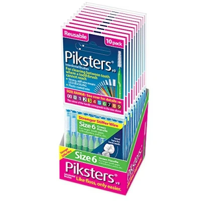 Image of Piksters Interdental Brush 10 Brushes Per Pack x (100pcs) (Size 6 Green 0.80mm)