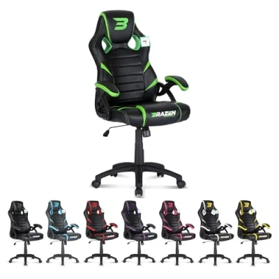 Image of BraZen Puma PC Chair Gaming for Adults Office Computer Chairs Adult Video Game Black Green