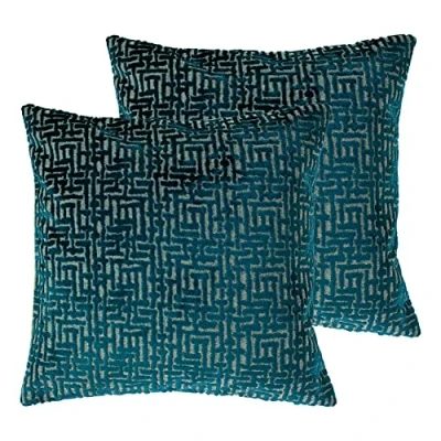 Image of Paoletti Delphi Twin Pack Feather Filled Cushions, Teal, 45 x 45cm