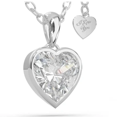 Image of SERASAR Necklace Ladies Jewellery 925 Sterling Silver 18 carat Gold Women Heart With Pendant Girls Engraving Birthday