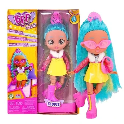 Image of BFF by Cry Babies Elodie Collectible Fashion Doll with Long Hair, Fabric Clothes and 9 Accessories Gift Toy for Girls Boys +3 Years