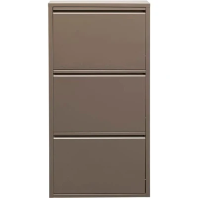 Image of KARE Design shoe Container Caruso 3 Taupe, steel, tipping compartments, space for 6 pairs of shoes, slim, saving, rack, storage, hallway, floor 103x50x15 cm (h/w/d)