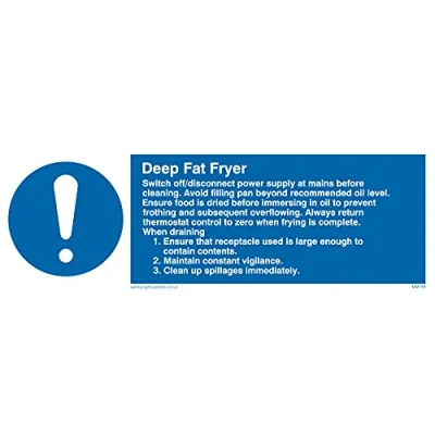 Image of Pack of five Deep Fat Fryer Rules Sign 150x50mm L15