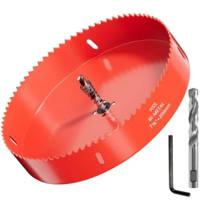 Image of GARHWAL Bi Metal Hole Saws 200mm Wood Cutter, Saw, Circular Cutter for Walls, Core Drill Bit Fast Cutting with Long Lasting Blades Plumbing, Conduits, Kitchens, Bathrooms, and More