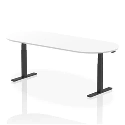 Image of Impulse 2400mm Boardroom Table White Top Black Height Adjustable Leg