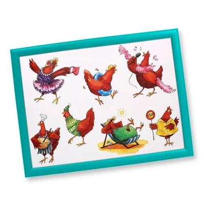 Image of Tamersgifts Cushioned Laptrays lap Tray TV Dinner Bean Bag Padded Cushion Gift (Chicken Novelty tray)