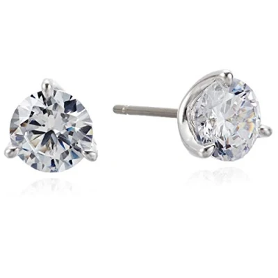 Image of Kate Spade New York Mini Trio Prong Studs, Clear/Silver