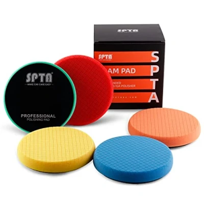 Image of SPTA 5Pcs 5inch(125mm) Compound Buffing Sponge Pads Polishing Kit Pad For Car Buffer DA Dual Action Polisher Sanding,Polishing, Waxing