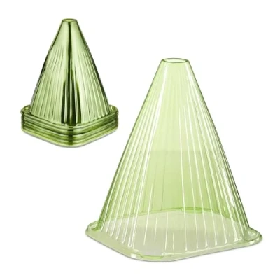 Image of Relaxdays Plant Cover, Set of 32, Snail and Frost Protection, HxWxD: 22 x 19 cm, Greenhouse Cones, PVC, Dark Green