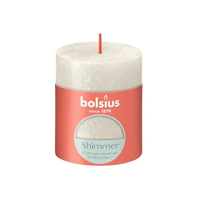 Image of Bolsius Pillar Candle Shimmer Ivory 8 cm / ø 7
