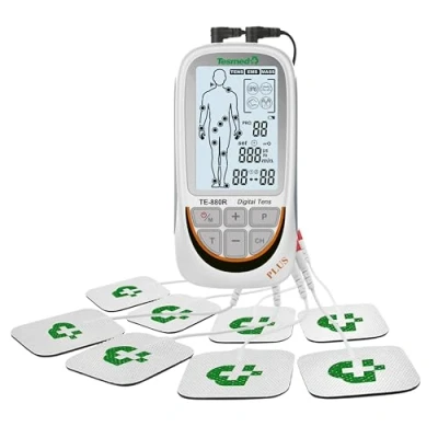 Image of TESMED Rechargeable 3 in 1 TENS Unit EMS Muscle Stimulator &amp; Massager, Designed for Pain Relief and Stimulation, 73 Programs, 2 Customizable, 8 Electrodes (TE 880R Plus)